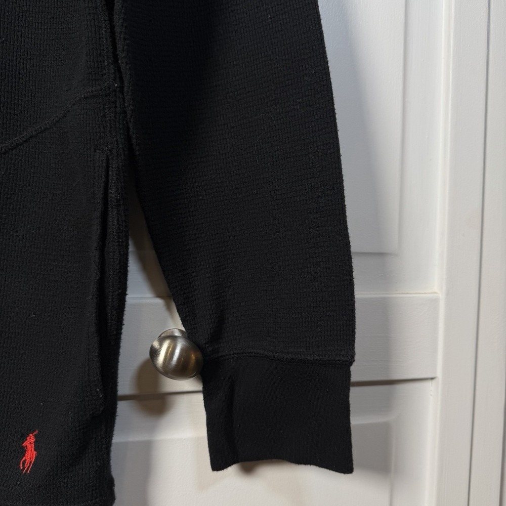 Polo Ralph Lauren Men's Long Sleeve Thermal Hoodie Pockets Outdoor Black Large‎ - Picture 4 of 6